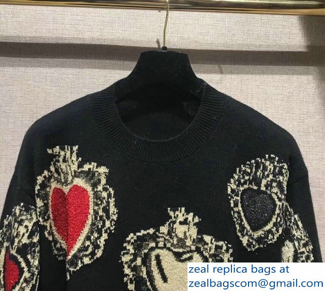 Dolce  &  Gabbana Heart Sweater Black 2018